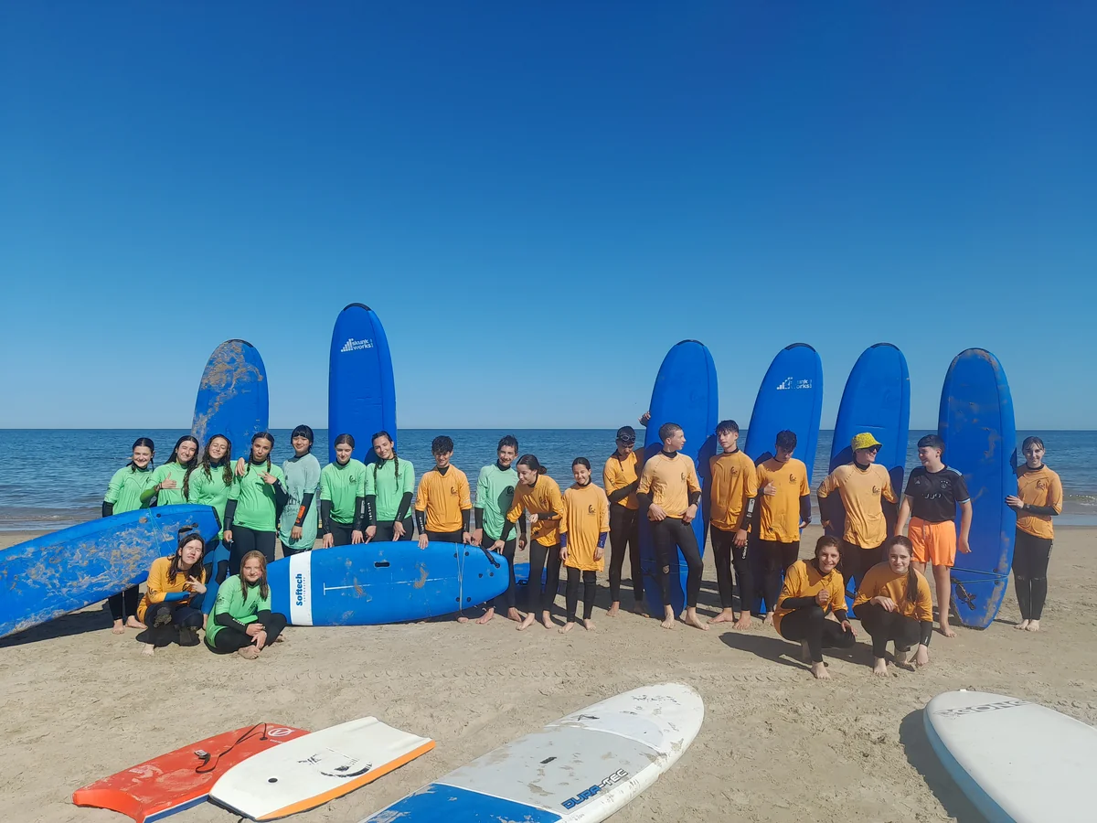 Group surf lesson on Courtown beach